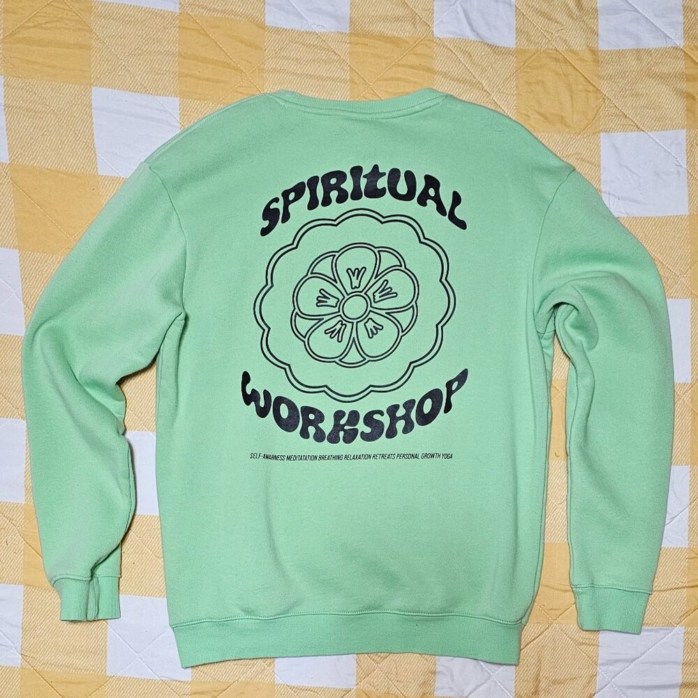 H&M Neon Green Spiritual Workshop Sweatshirt Size Small